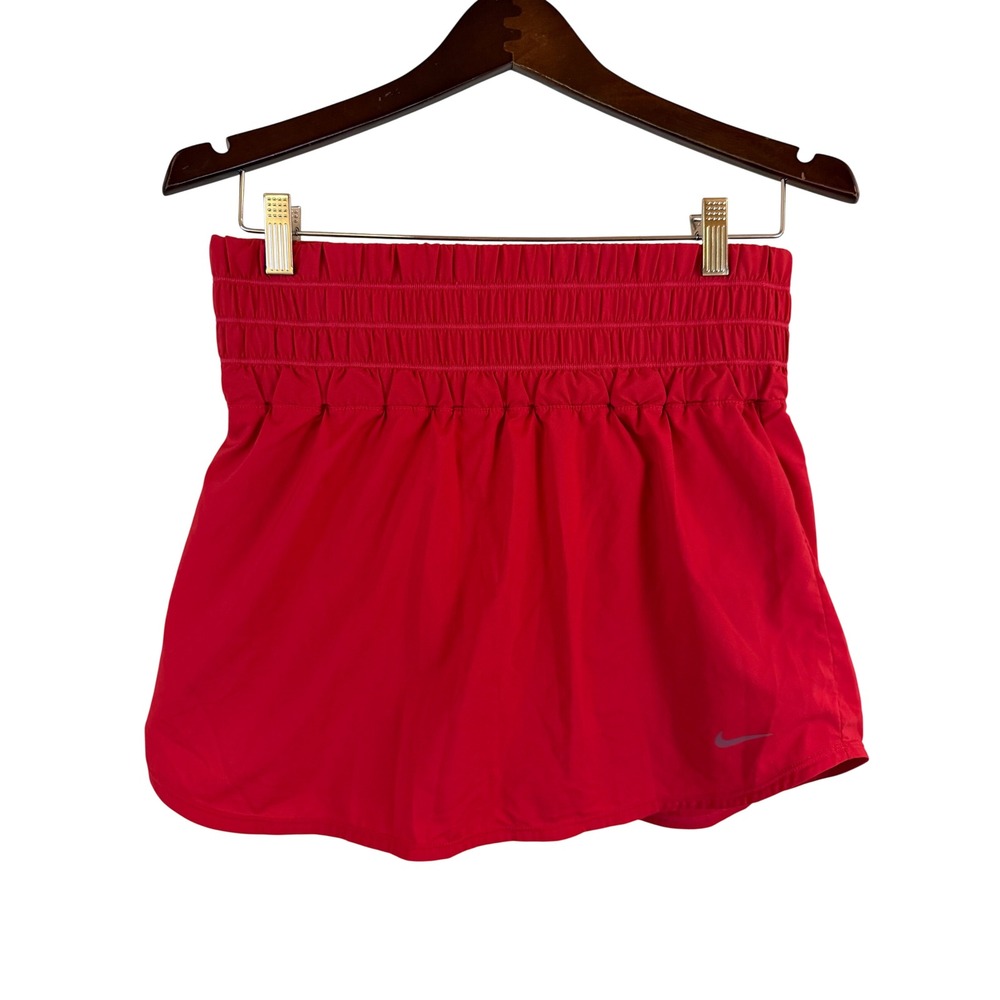 Nike Dri FIT Smocked Waist Skort Size M Red Activewear Running Tennis